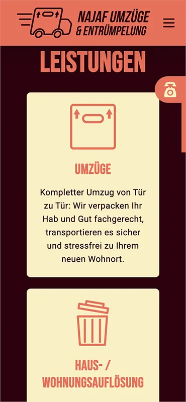 willi jeschar najaf-umzuege.de mobile webdesign konzept 
